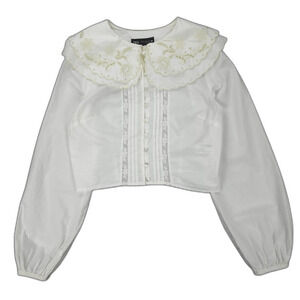 ZARA Cropped Peter Pan Collar Shirt Boho Victorian Cottagecore Preppy Classic